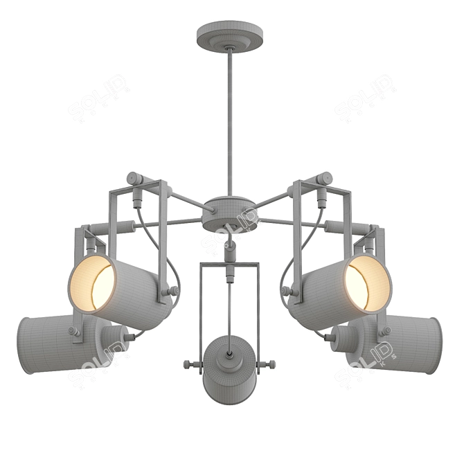 Modern Black Metal Chandelier: Retro Style Pendant Lighting 3D model image 2