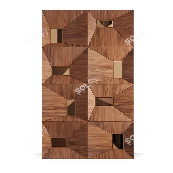 Talisman Wall Panels: Luxury Wood & Mirrored Inserts 3D model image 1