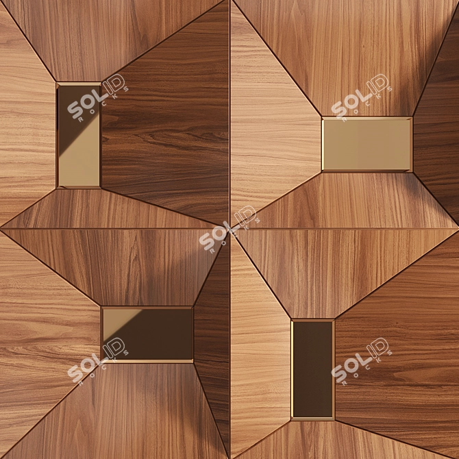 Talisman Wall Panels: Luxury Wood & Mirrored Inserts 3D model image 2