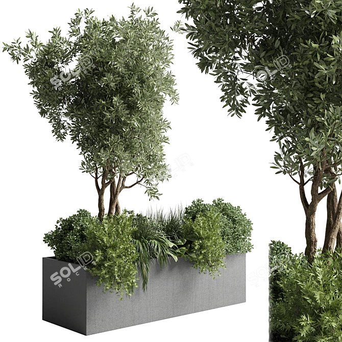 Outdoor Garden Concrete Vase Collection 3D model image 2