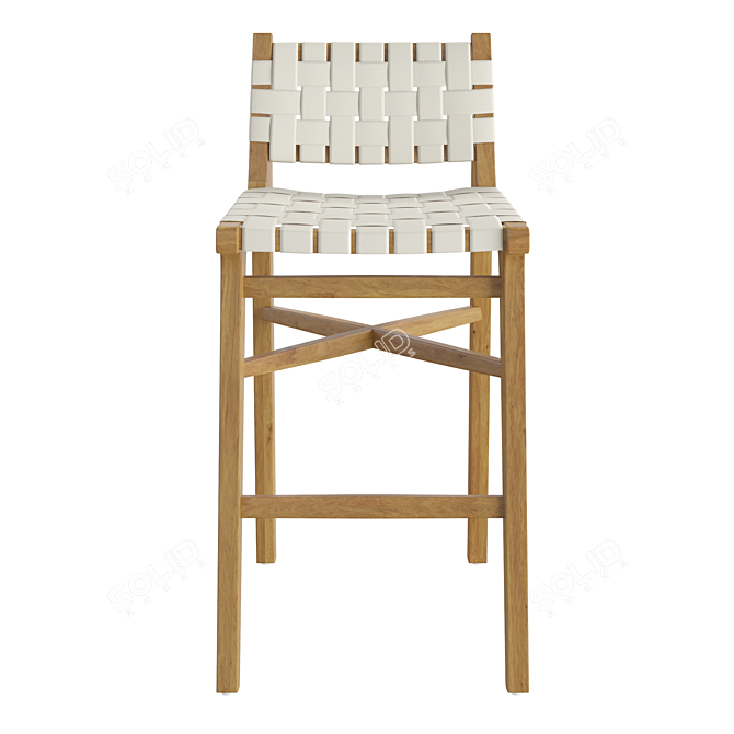 Taj White Leather Bar Stool 3D model image 2