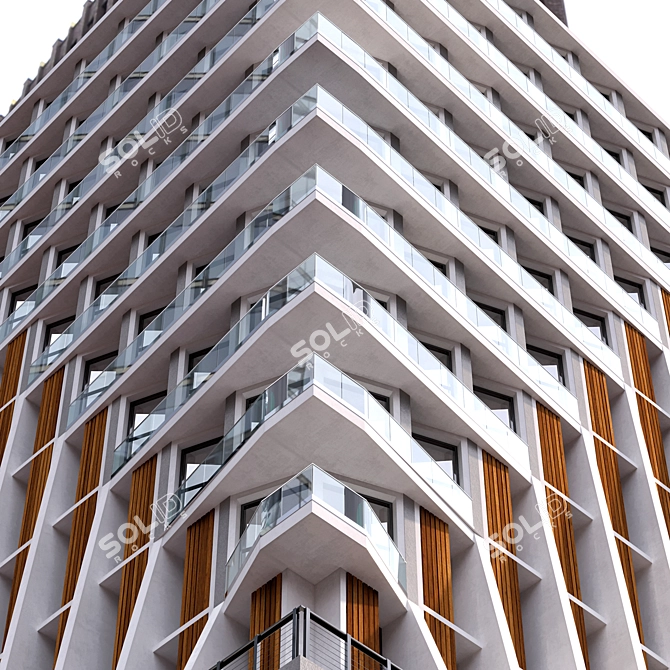 Parametric Corner Building: Detailed Facades 3D model image 2