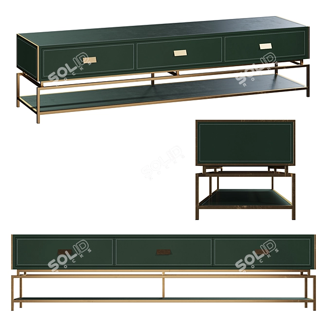 Elegant Golden Steel TV Stand 3D model image 1