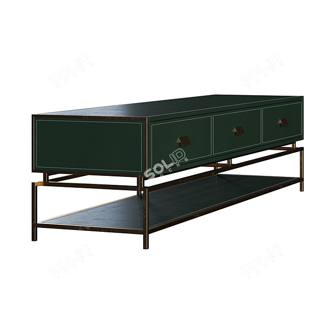 Elegant Golden Steel TV Stand 3D model image 2