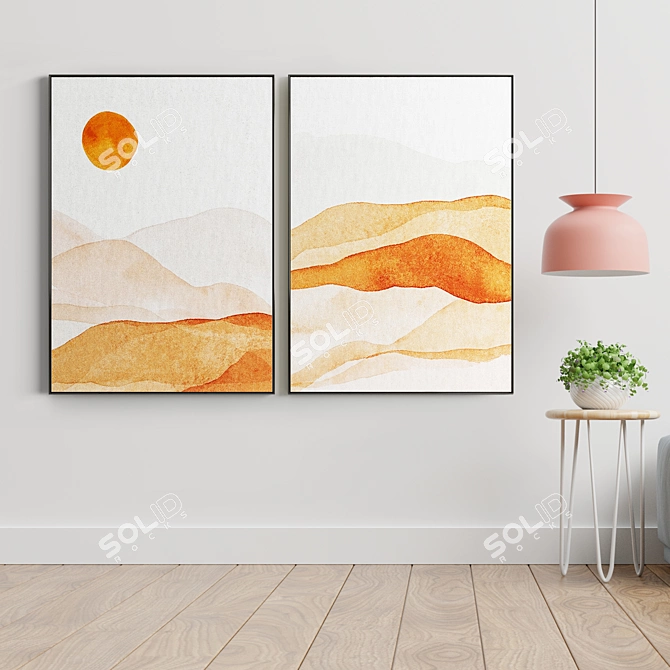 Modern Minimal Abstract Photo Frame Set 3D model image 3