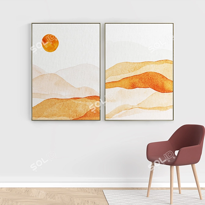 Modern Minimal Abstract Photo Frame Set 3D model image 4