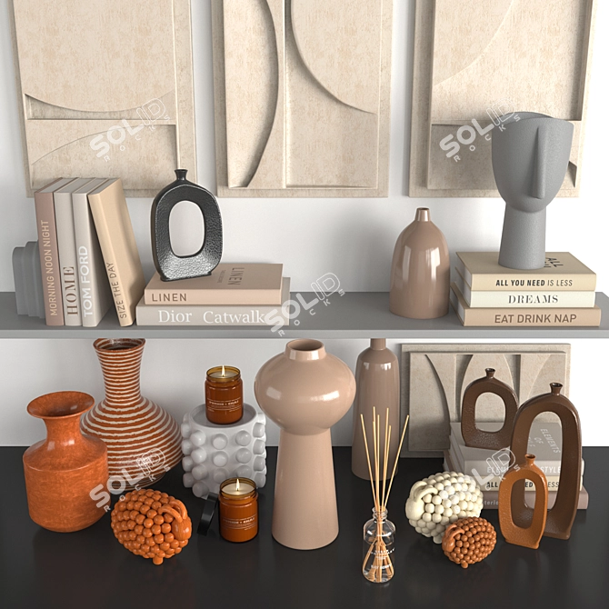 Elegant Floral Decor Set 3D model image 4