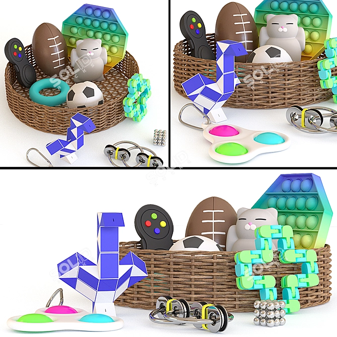 Antistress Toy Set: Pop It, Squishy Cat, Joystick, and More! 3D model image 2