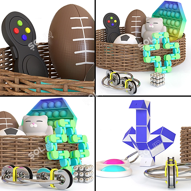 Antistress Toy Set: Pop It, Squishy Cat, Joystick, and More! 3D model image 3