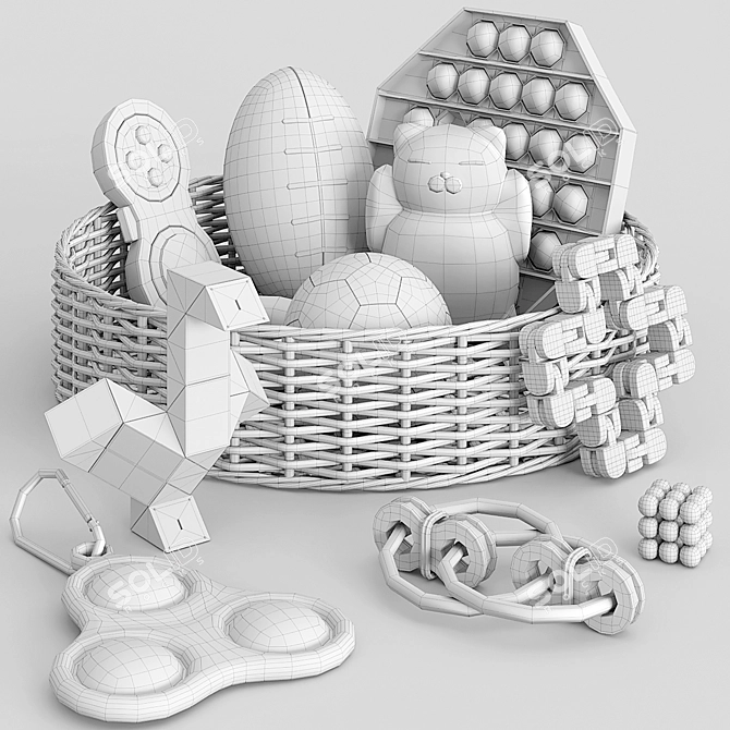 Antistress Toy Set: Pop It, Squishy Cat, Joystick, and More! 3D model image 5