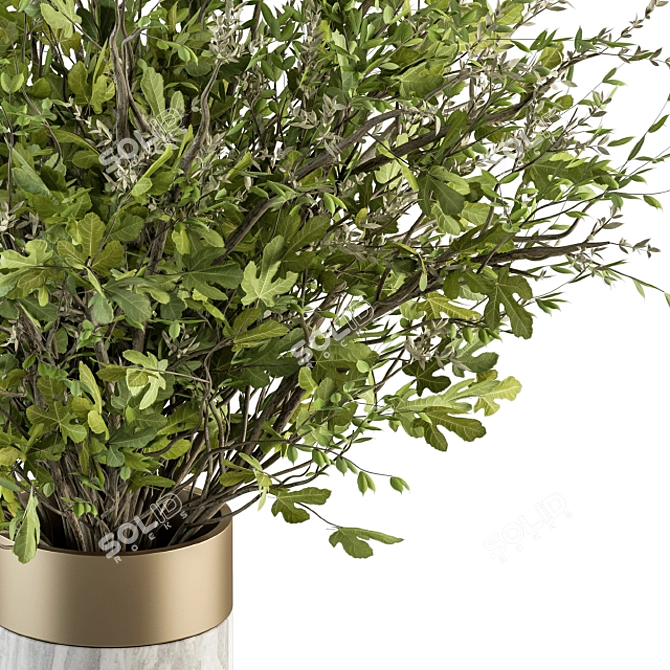 Elegant Green Branch Bouquet 3D model image 3