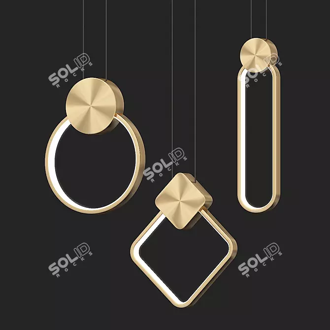 Geometric LED Pendant Lights 3D model image 1