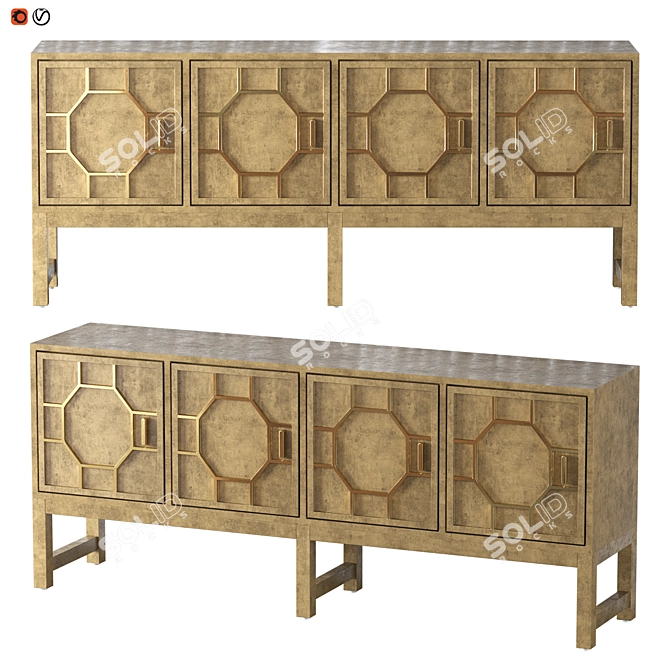 Art Deco Brass and MDF Sideboard 3D model image 1