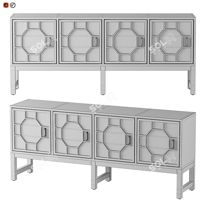 Art Deco Brass and MDF Sideboard 3D model image 2