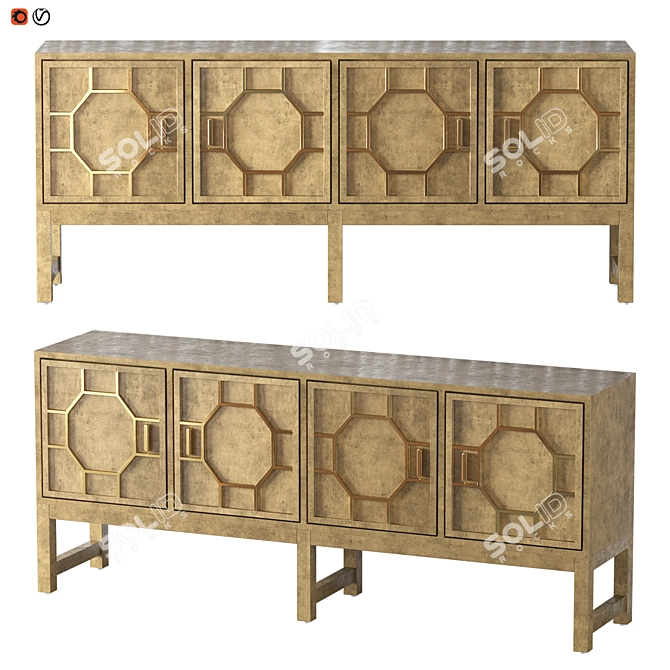 Art Deco Brass and MDF Sideboard 3D model image 3