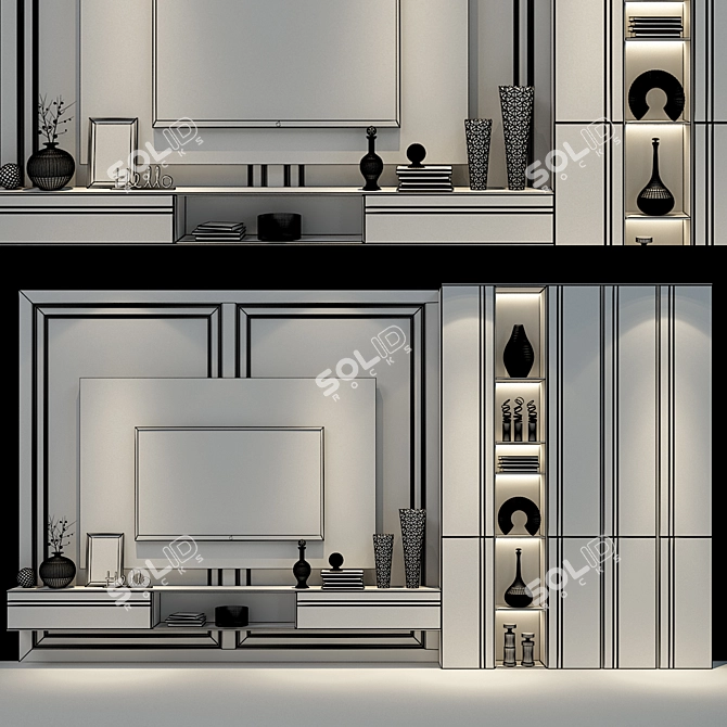 Modern TV Stand Shelf 3D model image 2