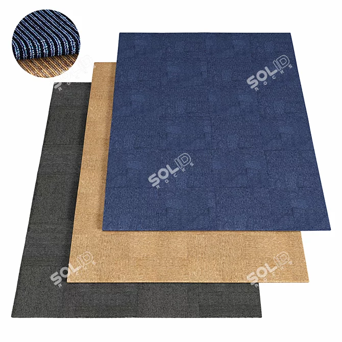 Blue Lines Contemporary Rug 3D model image 1