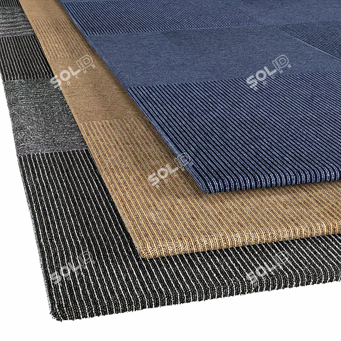 Blue Lines Contemporary Rug 3D model image 2