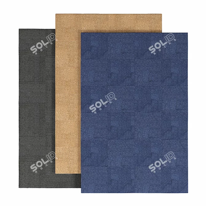 Blue Lines Contemporary Rug 3D model image 3