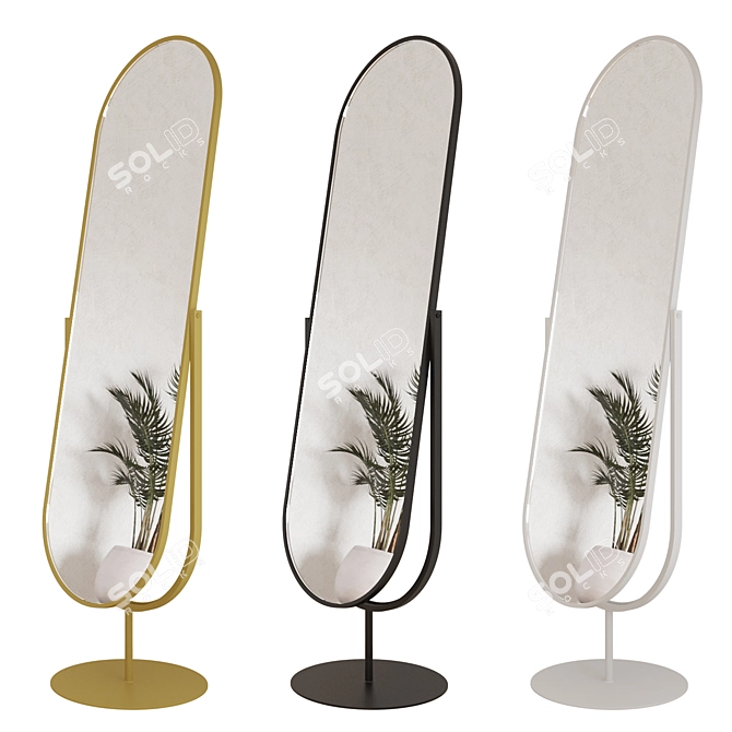 Elegant Floor Mirror with Stand 3D model image 1