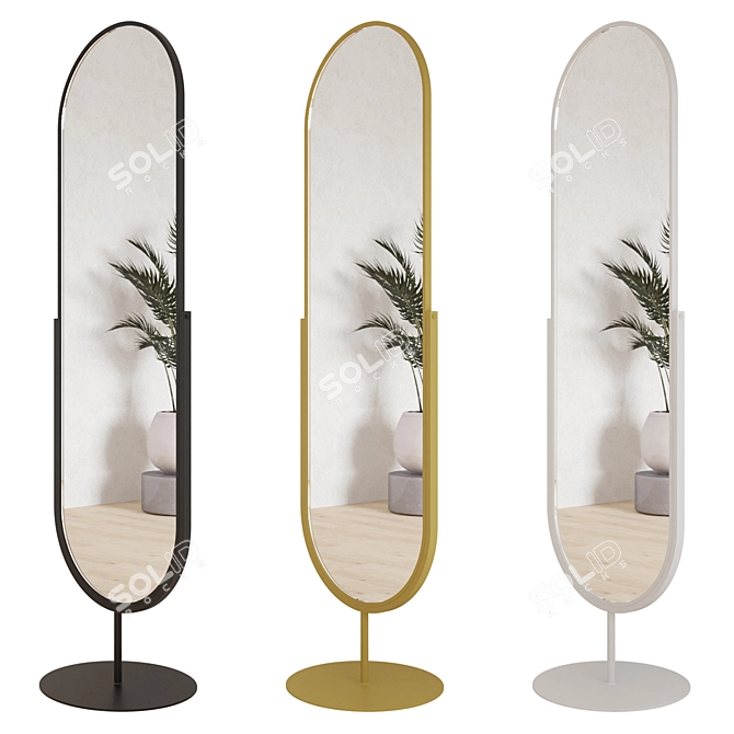 Elegant Floor Mirror with Stand 3D model image 3