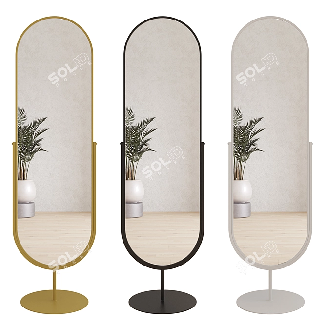 Elegant Floor Mirror with Stand 3D model image 4