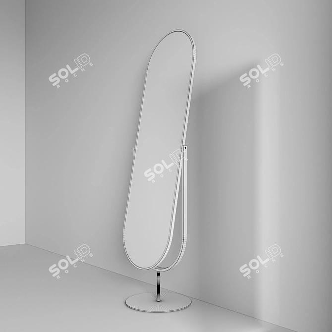 Elegant Floor Mirror with Stand 3D model image 5