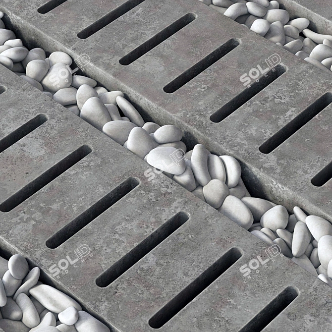 Smooth Paving Road Plate with Pebbles 3D model image 4