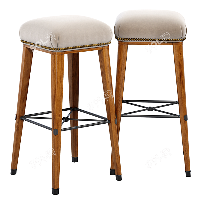 Windsor Bar Stool: Elegant Seating 3D model image 2