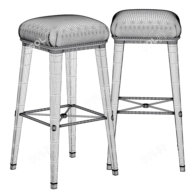 Windsor Bar Stool: Elegant Seating 3D model image 3