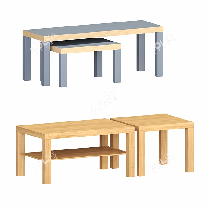 Modern Grey Nest of Tables Set 3D model image 1