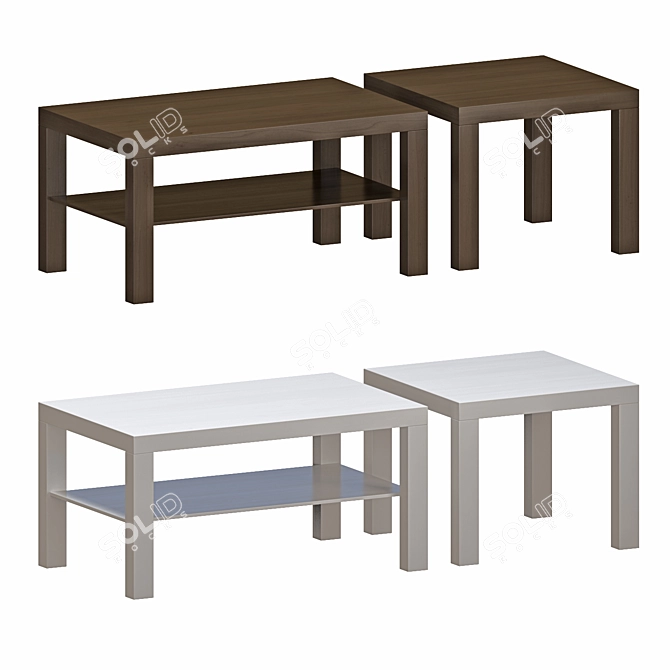 Modern Grey Nest of Tables Set 3D model image 3