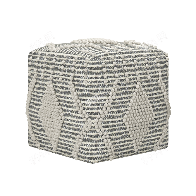 Buckland Geometric Pouf Ottoman: Stylish + Comfy 3D model image 1