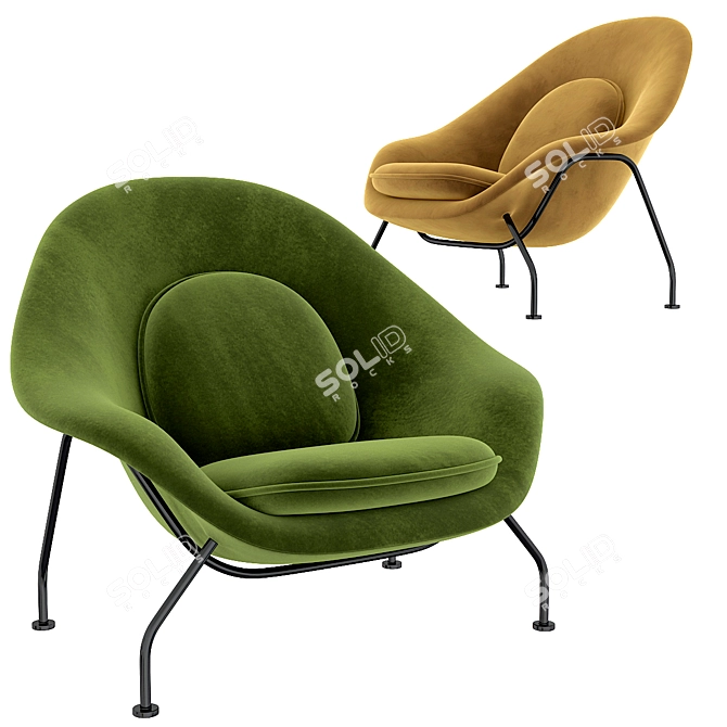 Womb Chair and Ottoman: Comfort Meets Style 3D model image 7