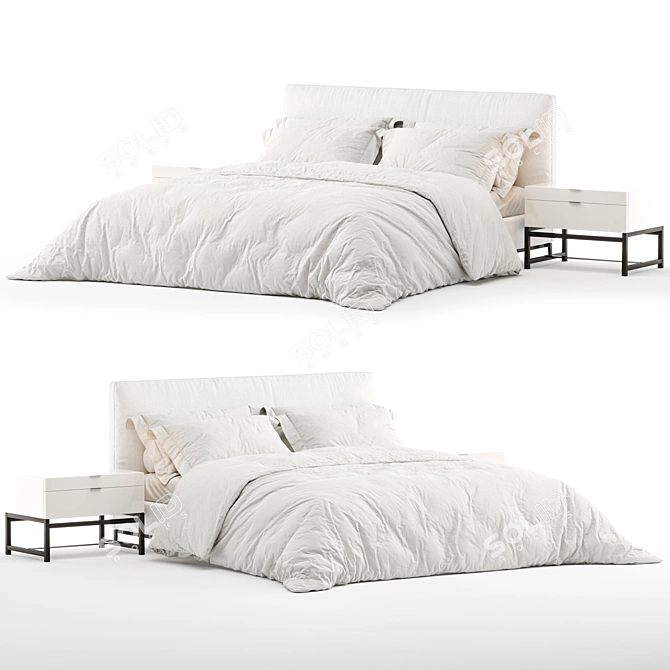 Modern White Minotti Andersen Bed 3D model image 2