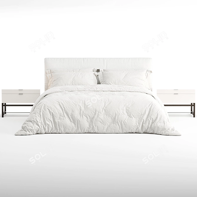 Modern White Minotti Andersen Bed 3D model image 3