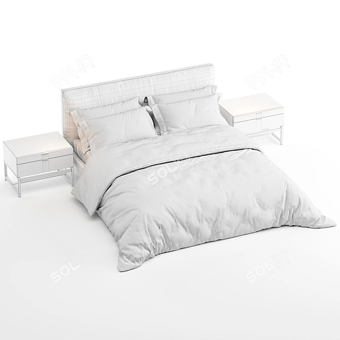 Modern White Minotti Andersen Bed 3D model image 5