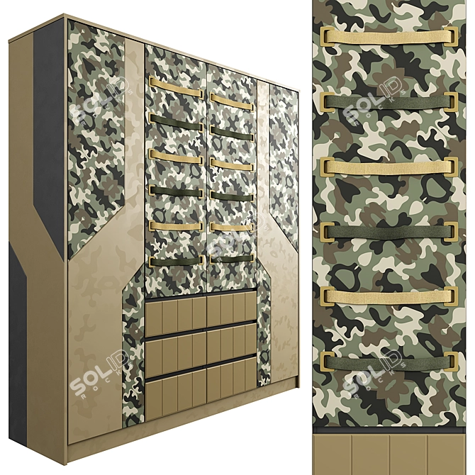 Camouflage Military Clothing Storage 3D model image 2