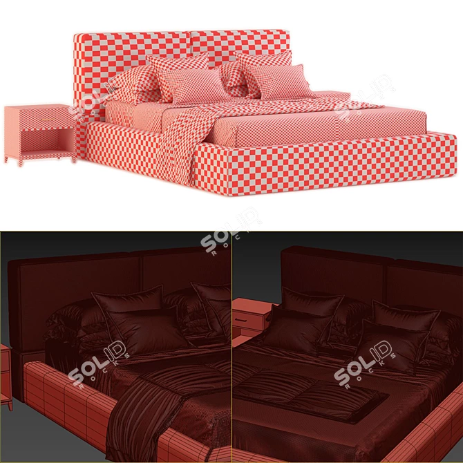 Sleek decorfacil Bed: High Quality & Topology 3D model image 5