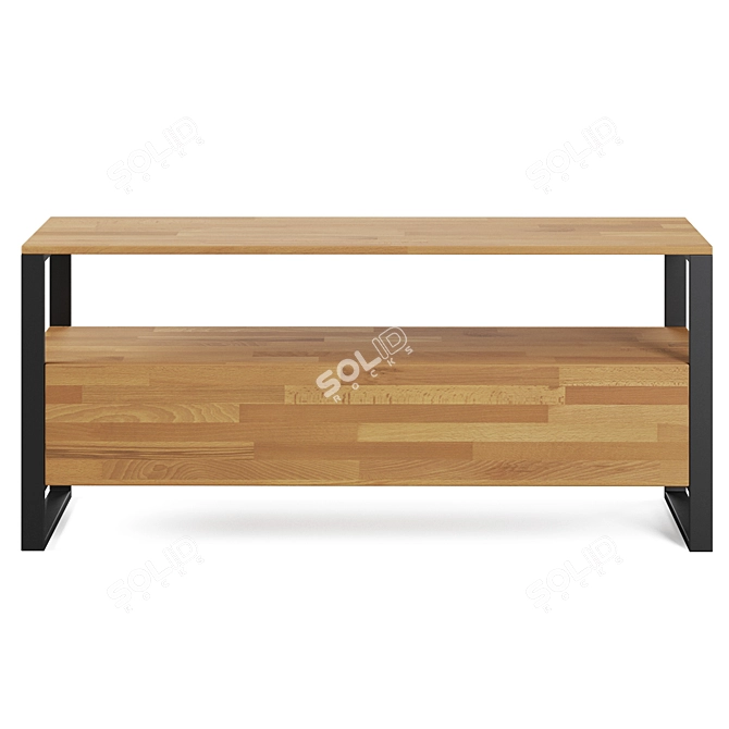 Rustic Oak & Steel TV Stand 3D model image 2