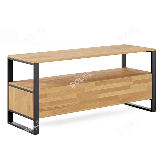 Rustic Oak & Steel TV Stand 3D model image 3