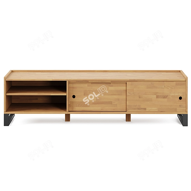 Hiba Oak & Steel TV Unit 2 - Stylish and Sturdy 3D model image 2