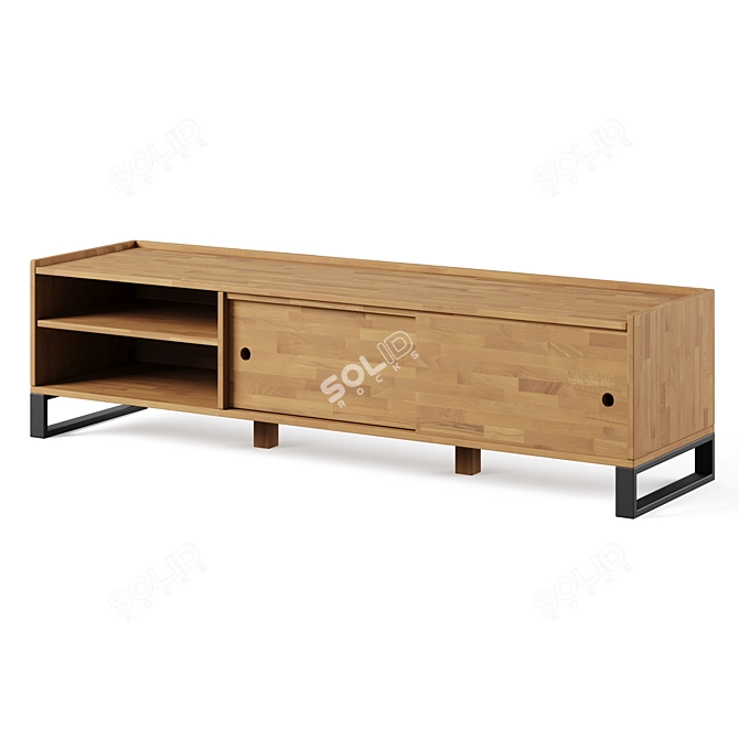 Hiba Oak & Steel TV Unit 2 - Stylish and Sturdy 3D model image 3