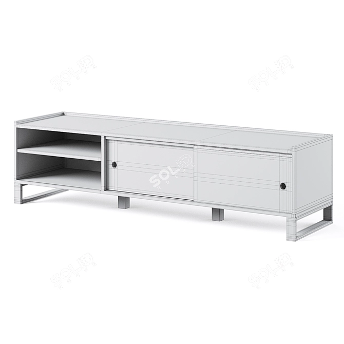 Hiba Oak & Steel TV Unit 2 - Stylish and Sturdy 3D model image 4