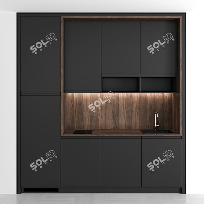 Compact & Stylish Kitchen Set 3D model image 1