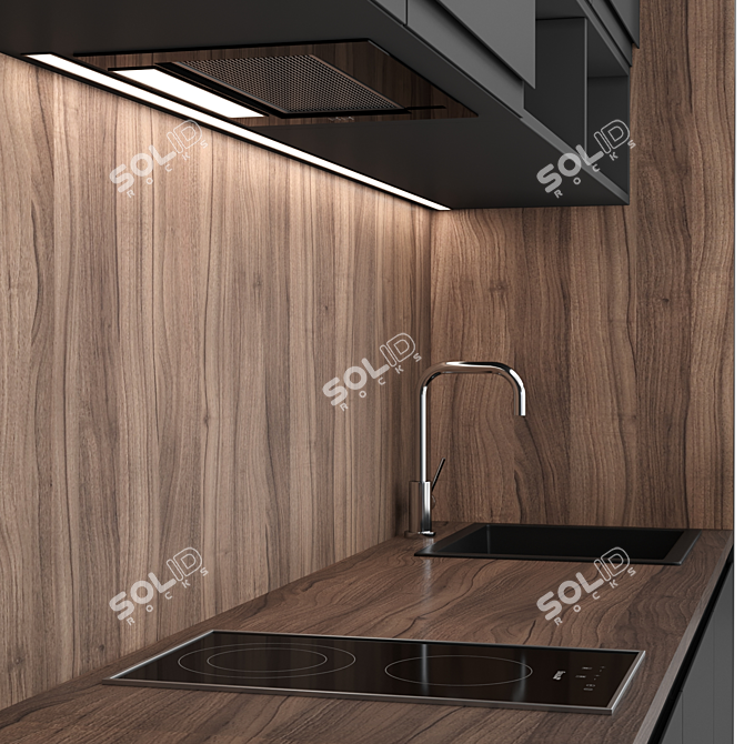 Compact & Stylish Kitchen Set 3D model image 2