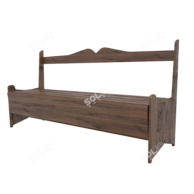 Vintage Wooden Bench 3D model image 1
