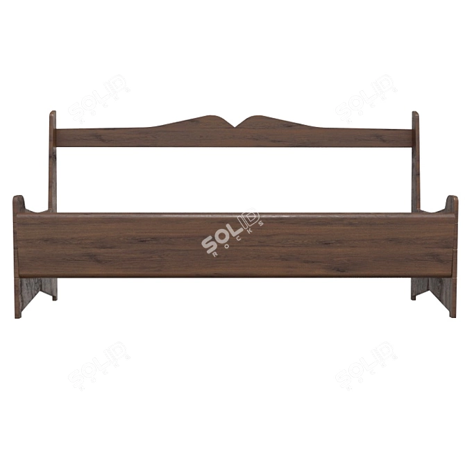 Vintage Wooden Bench 3D model image 2