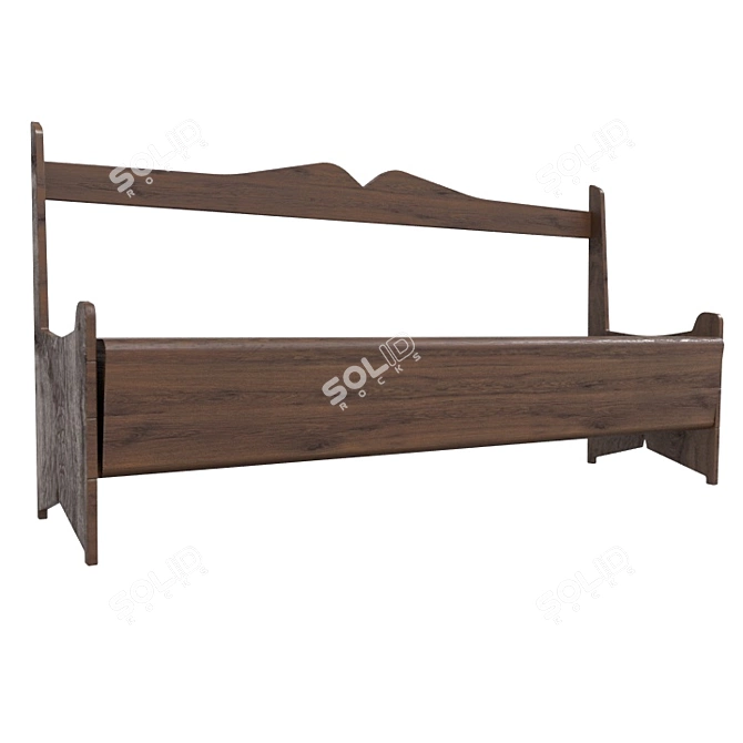 Vintage Wooden Bench 3D model image 3