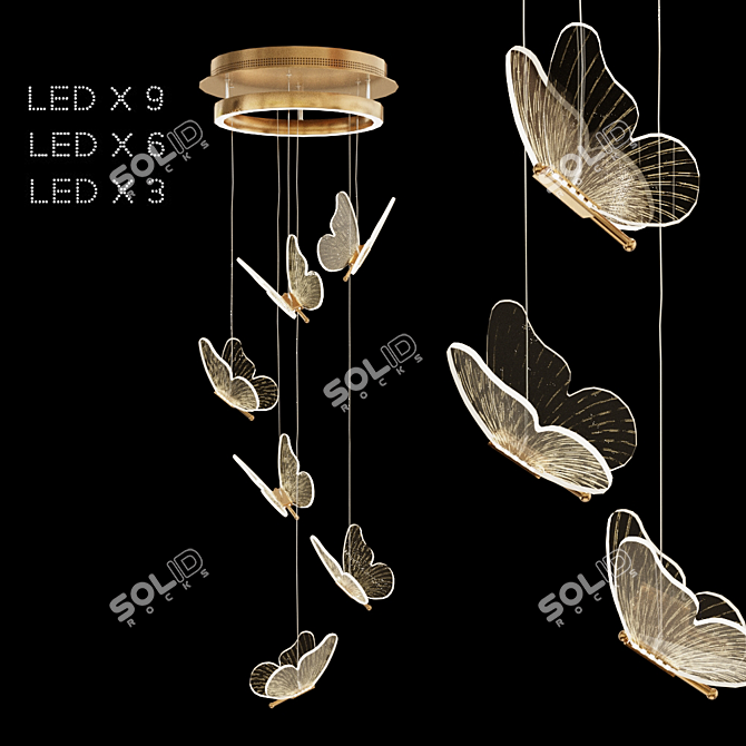 Butterfly LED Pendant Lights 3D model image 1